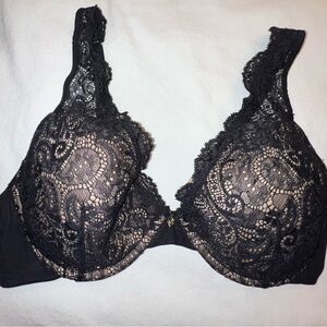 Third Love 24/7 Lace Contour Plunge Bra - 36C - Black
